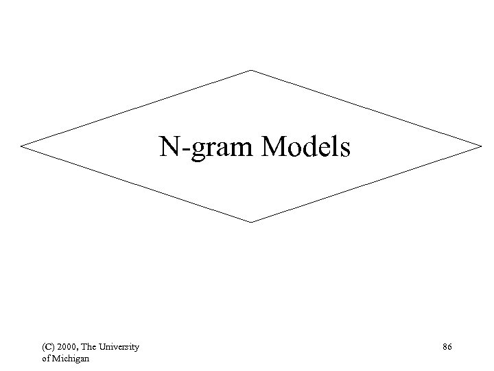 N-gram Models (C) 2000, The University of Michigan 86 
