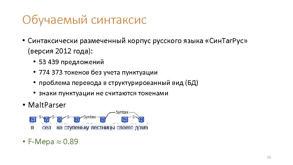 Обучаемый синтаксис • Синтаксически размеченный корпус русского языка «Син. Таг. Рус» (версия 2012 года):
