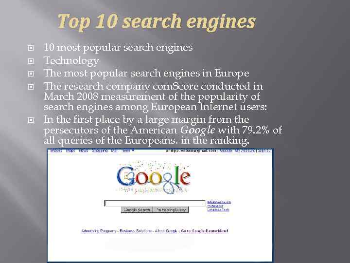 Top 10 search engines 10 most popular search engines Technology The most popular search