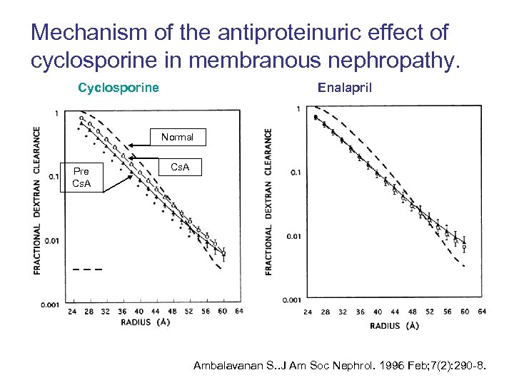 Mechanism of the antiproteinuric effect of cyclosporine in membranous nephropathy. Cyclosporine Enalapril Normal Pre