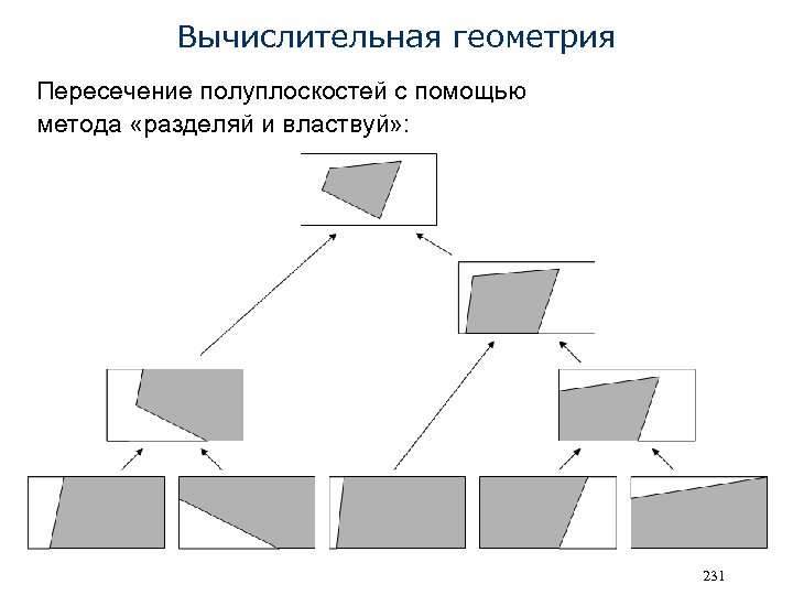 Вычислительная геометрия Пересечение полуплоскостей с помощью метода «разделяй и властвуй» : 231 