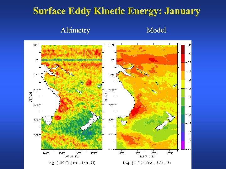 Surface Eddy Kinetic Energy: January Altimetry Model 