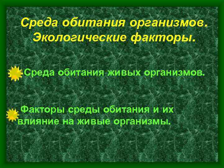 Среда обитания организмов. Экологические факторы. Среда обитания живых организмов. Факторы среды обитания и их