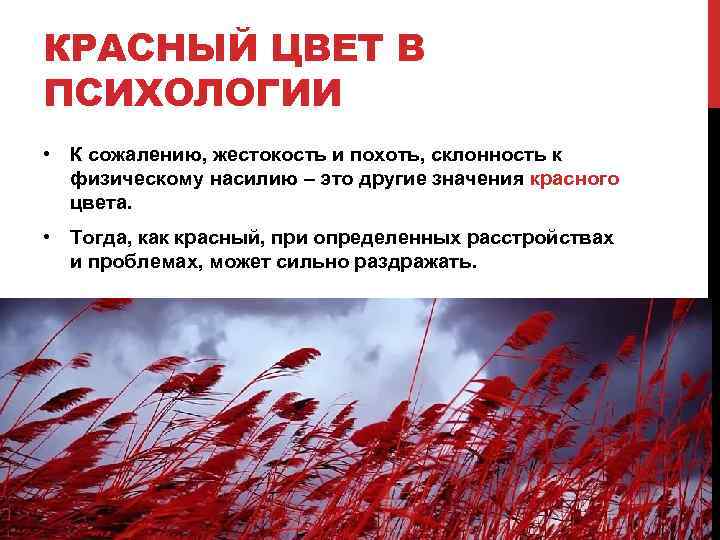 КРАСНЫЙ ЦВЕТ В ПСИХОЛОГИИ • К сожалению, жестокость и похоть, склонность к физическому насилию