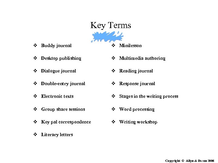 Key Terms v Buddy journal v Minilesson v Desktop publishing v Multimedia authoring v