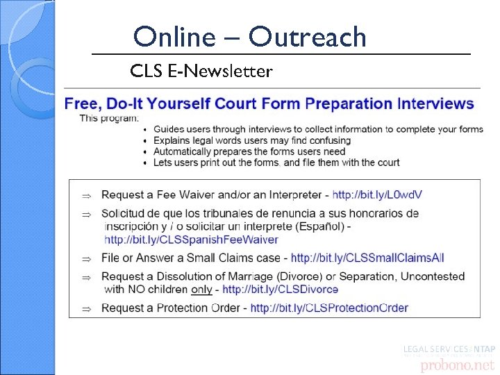 Online – Outreach CLS E-Newsletter 
