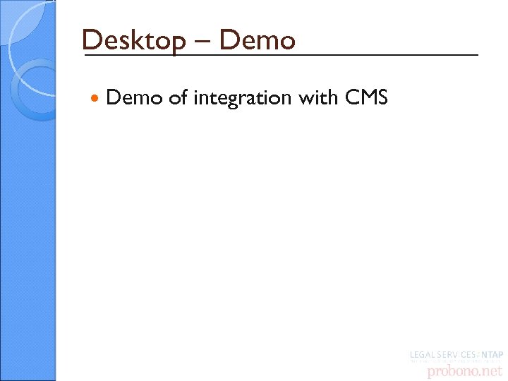 Desktop – Demo of integration with CMS 