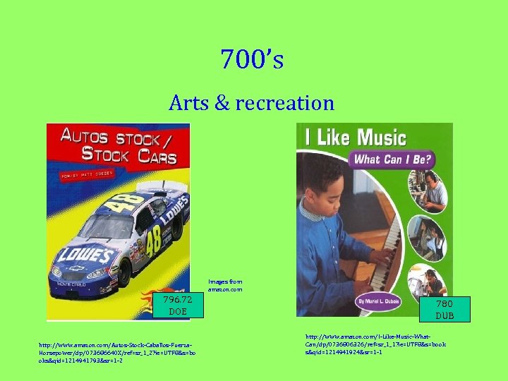 700’s Arts & recreation Images from amazon. com 796. 72 DOE http: //www. amazon.