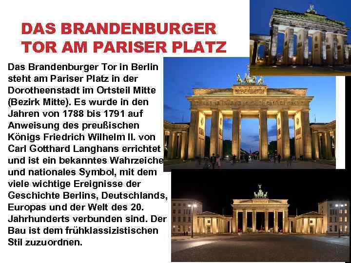 DAS BRANDENBURGER TOR AM PARISER PLATZ Das Brandenburger Tor in Berlin steht am Pariser