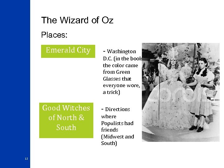 The Wizard of Oz Places: Emerald City - Washington D. C. (in the book,
