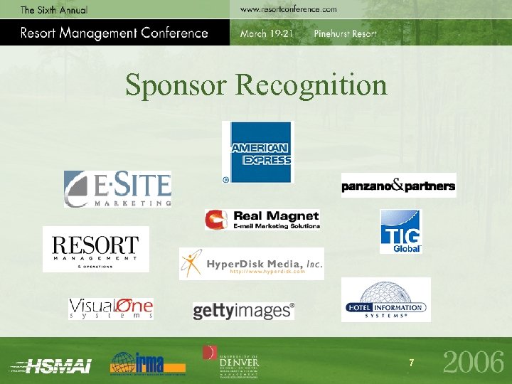 Sponsor Recognition 7 