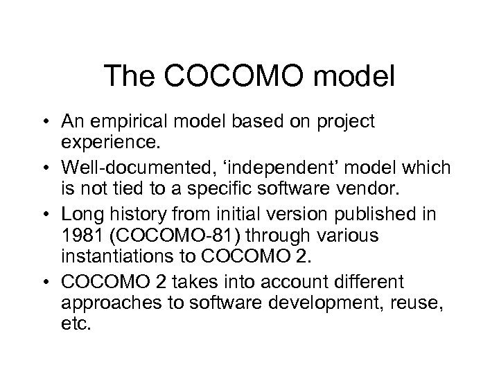 detailed cocomo model example