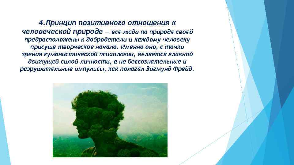 4. Принцип позитивного отношения к человеческой природе — все люди по природе своей предрасположены