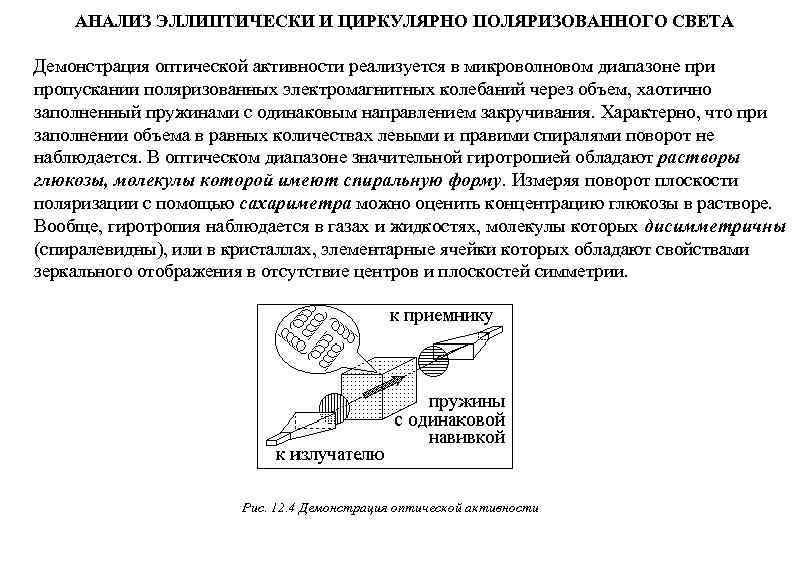 АНАЛИЗ ЭЛЛИПТИЧЕСКИ И ЦИРКУЛЯРНО ПОЛЯРИЗОВАННОГО СВЕТА Демонстрация оптической активности реализуется в микроволновом диапазоне при