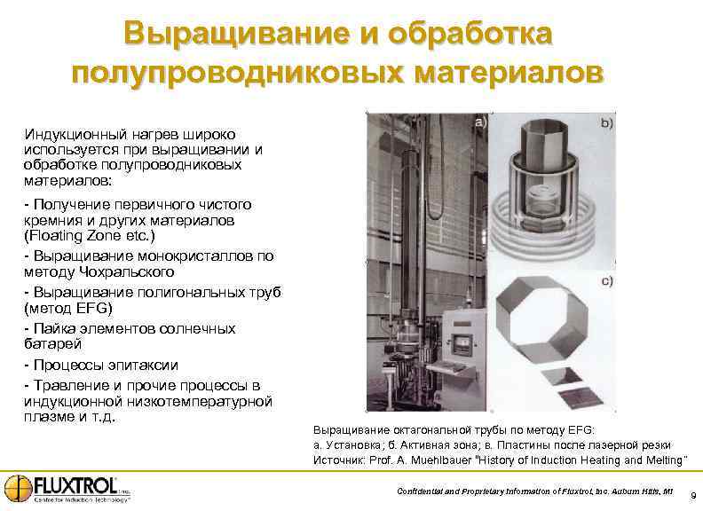 Выращивание и обработка полупроводниковых материалов Индукционный нагрев широко используется при выращивании и обработке полупроводниковых