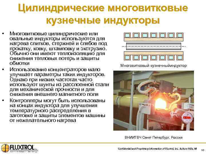 Цилиндрические многовитковые кузнечные индукторы • • • Многовитковые цилиндрические или овальные индукторы используются для