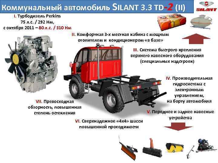 Коммунальный автомобиль SILANT 3. 3 TD-2 (II) I. Турбодизель Perkins 75 л. с. /