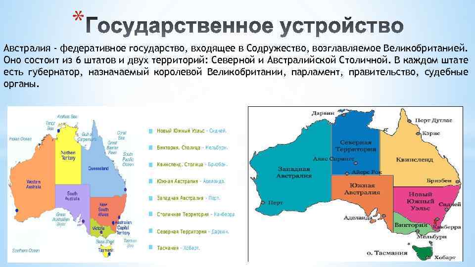 Карта австралии со штатами