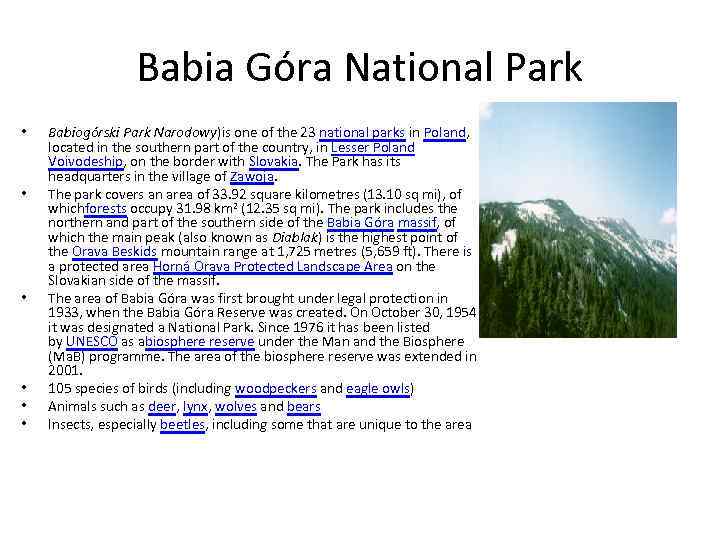 Babia Góra National Park • • • Babiogórski Park Narodowy)is one of the 23