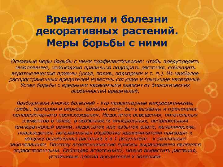 Вредители и болезни декоративных растений. Меры борьбы с ними Основные меры борьбы с ними