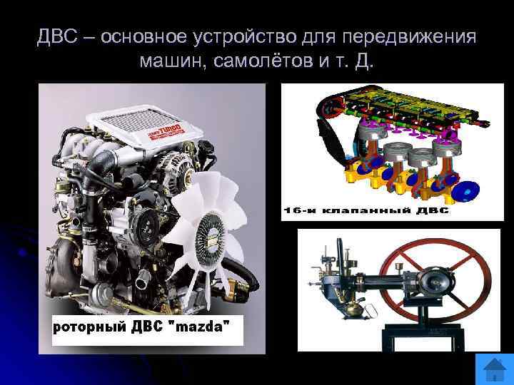 ДВС – основное устройство для передвижения машин, самолётов и т. Д. 