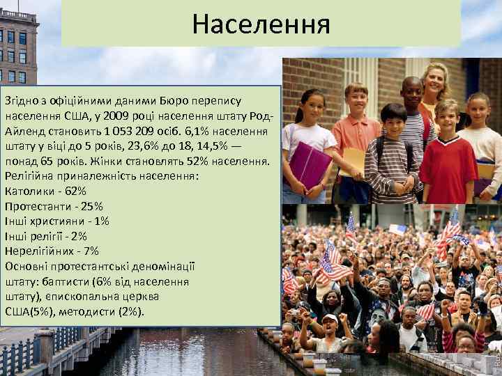 Населення Згідно з офіційними даними Бюро перепису населення США, у 2009 році населення штату