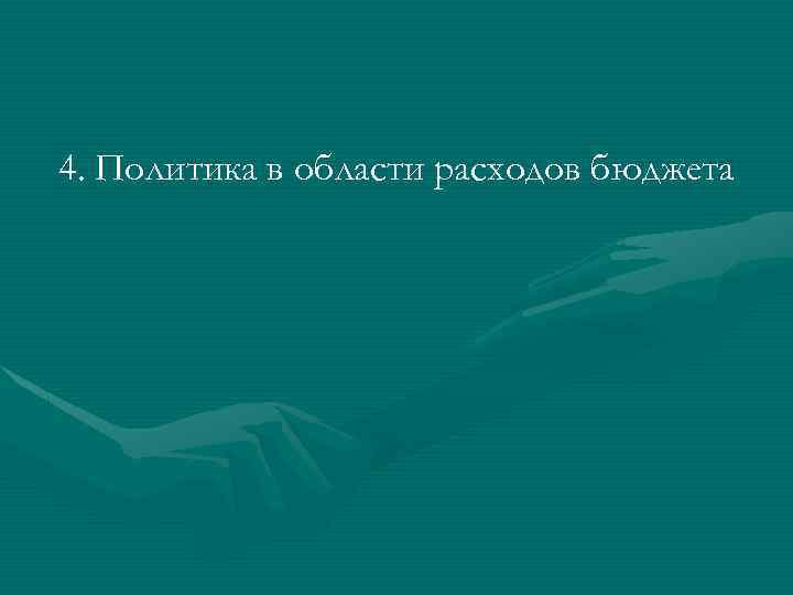 4. Политика в области расходов бюджета 