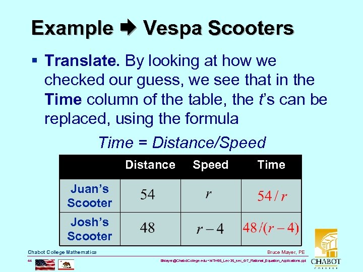 Example Vespa Scooters § Translate. By looking at how we checked our guess, we