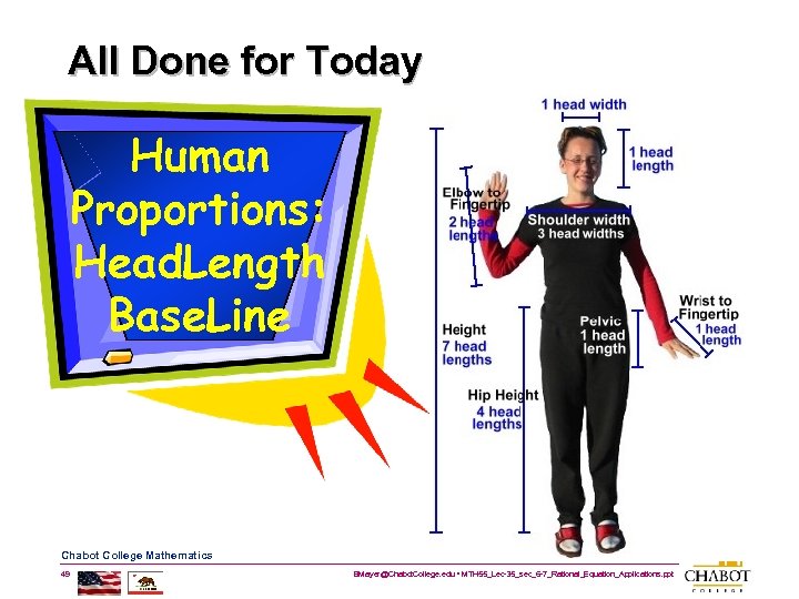 All Done for Today Human Proportions: Head. Length Base. Line Chabot College Mathematics 49