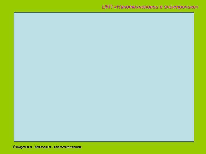 ЦКП «Нанотехнологии в электронике» Симунин Михаил Максимович 