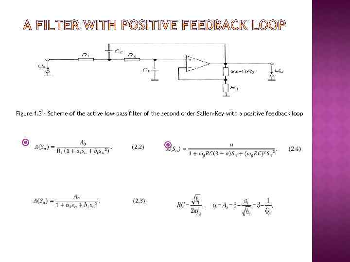 Figure 1. 3 - Scheme of the active low-pass filter of the second order