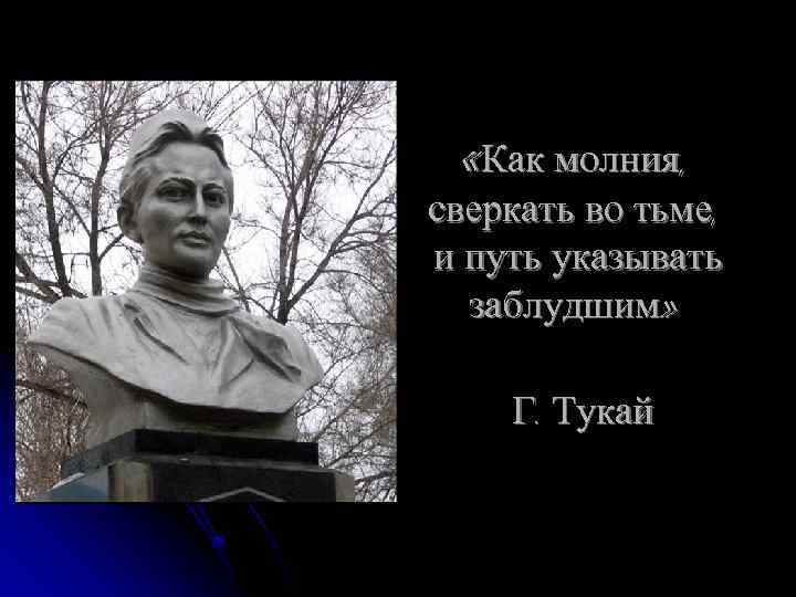  «Как молния, сверкать во тьме, и путь указывать заблудшим» Г. Тукай 