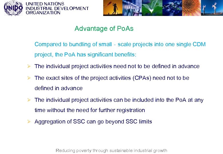 UNITED NATIONS INDUSTRIAL DEVELOPMENT ORGANIZATION Advantage of Po. As Compared to bundling of small‐scale