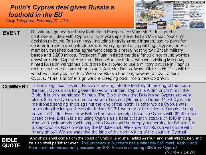 Putin's Cyprus deal gives Russia a foothold in the EU Daily Telegraph, February 27,
