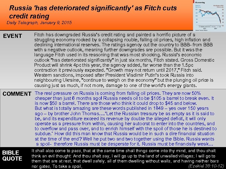 Russia 'has deteriorated significantly' as Fitch cuts credit rating Daily Telegraph, January 9, 2015