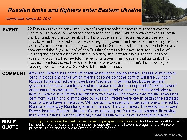Russian tanks and fighters enter Eastern Ukraine News. Week, March 30, 2015 EVENT 22