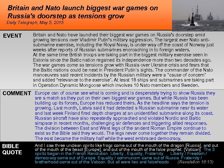 Britain and Nato launch biggest war games on Russia's doorstep as tensions grow Daily