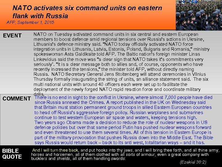 NATO activates six command units on eastern flank with Russia AFP, September 1, 2015