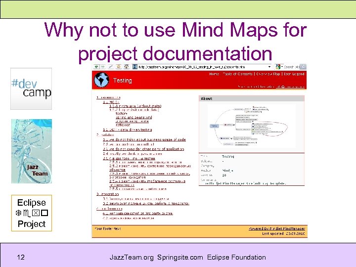 Why not to use Mind Maps for project documentation Eclipse Texo Project 12 Jazz.