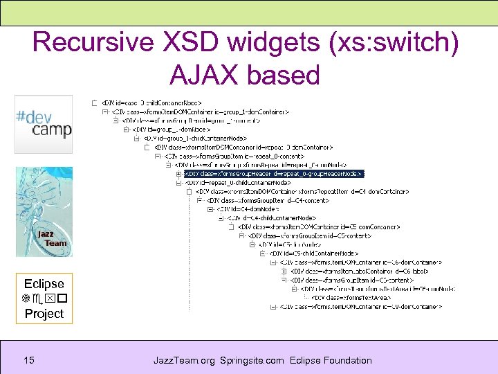 Recursive XSD widgets (xs: switch) AJAX based Eclipse Texo Project 15 Jazz. Team. org