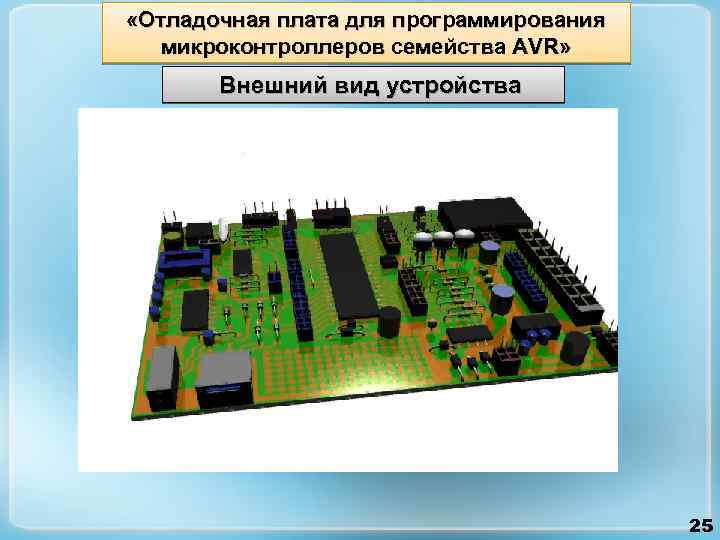  «Отладочная плата для программирования микроконтроллеров семейства AVR» Внешний вид устройства 25 