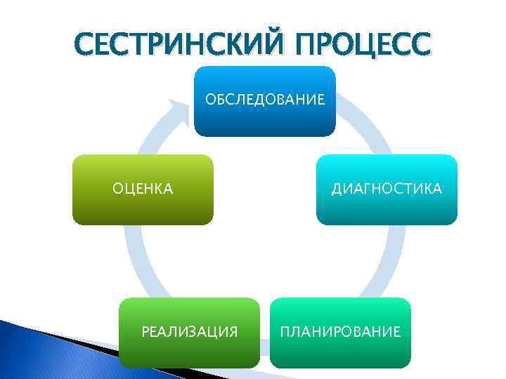 СЕСТРИНСКИЙ ПРОЦЕСС ОБСЛЕДОВАНИЕ ОЦЕНКА РЕАЛИЗАЦИЯ ДИАГНОСТИКА ПЛАНИРОВАНИЕ 