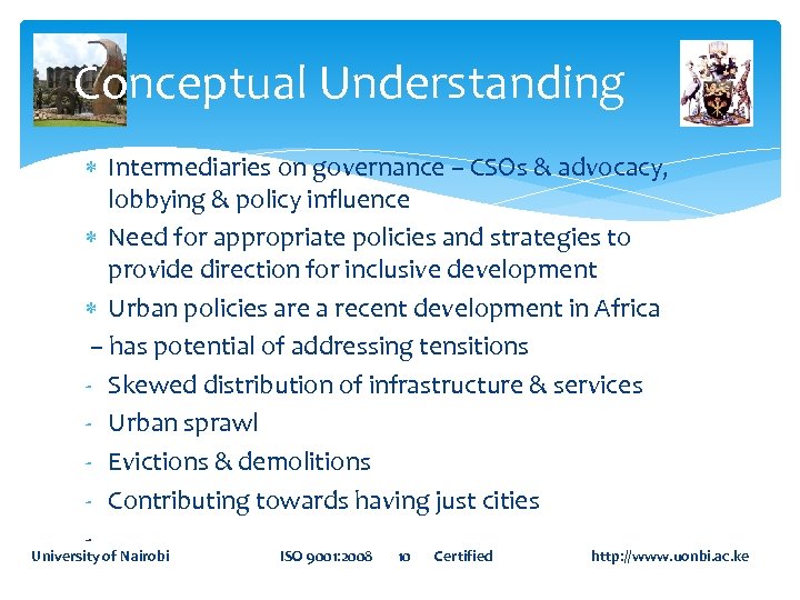 Conceptual Understanding Intermediaries on governance – CSOs & advocacy, lobbying & policy influence Need