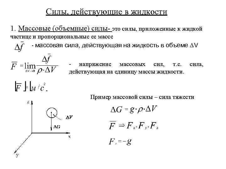 Какие силы действуют на жидкости