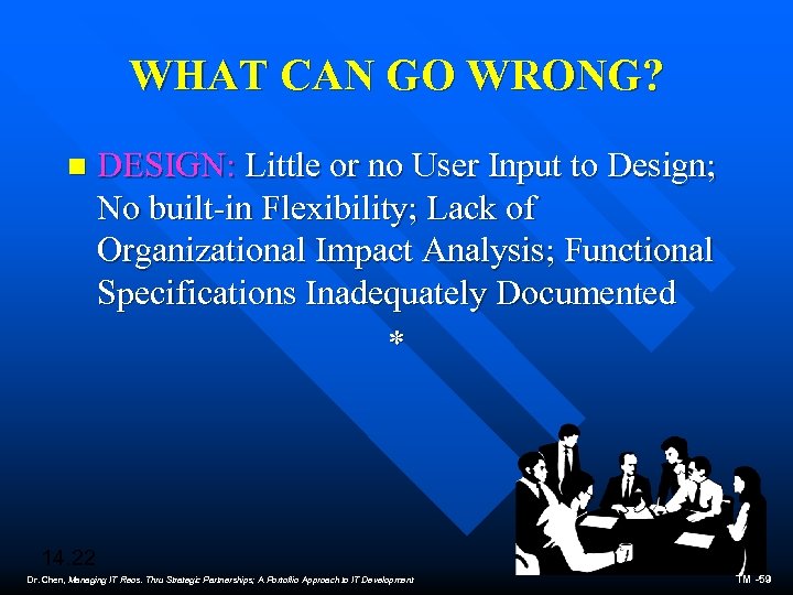 WHAT CAN GO WRONG? n DESIGN: Little or no User Input to Design; No