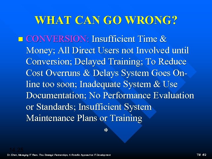 WHAT CAN GO WRONG? n CONVERSION: Insufficient Time & Money; All Direct Users not