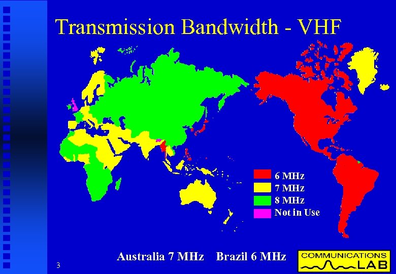 Transmission Bandwidth - VHF 6 MHz 7 MHz 8 MHz Not in Use 3