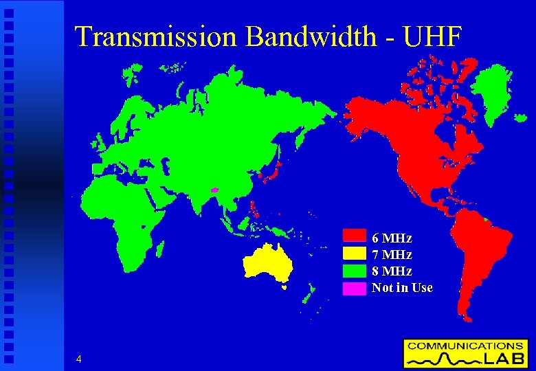 Transmission Bandwidth - UHF 6 MHz 7 MHz 8 MHz Not in Use 4