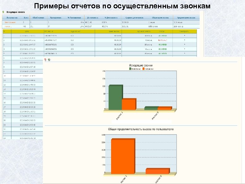 Примеры отчетов по осуществленным звонкам 