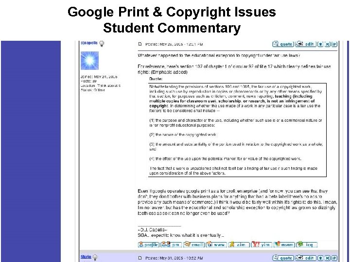 Google Print & Copyright Issues Student Commentary 